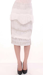 Arzu Kaprol White Acrylic Straight Pencil Skirt -   -  Arzu Kaprol.